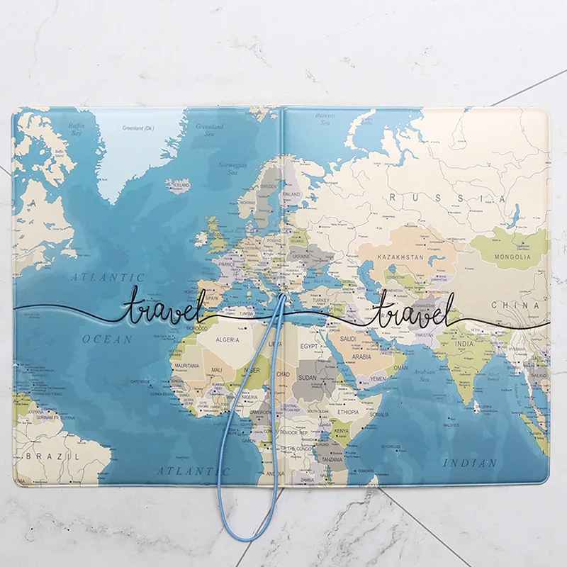 World Map Print Passport Case