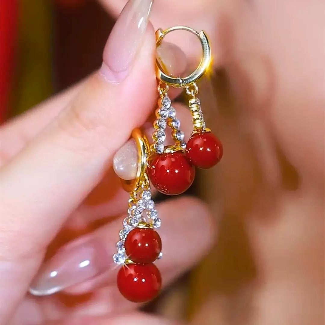 Red Pearl Earring, Elegant & Luxurious Ear Accessory