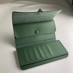 Green long Unisex leather wallet
