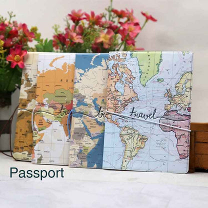 World Map Print Passport Case