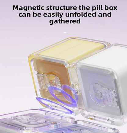 Newest Pill Box with Lanyard 8grid Magic Cube Magnetic