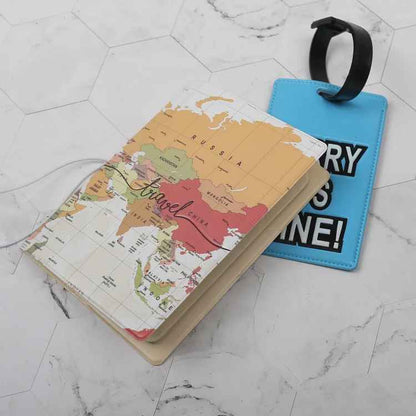 World Map Print Passport Case
