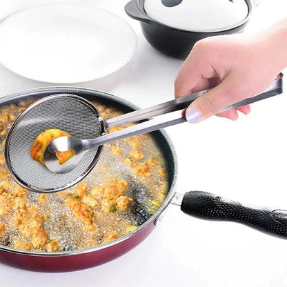 2-in-1 Stainless Steel Frying Strainer Tong