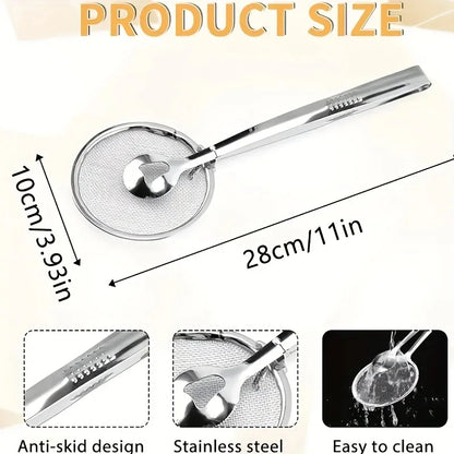 2-in-1 Stainless Steel Frying Strainer Tong