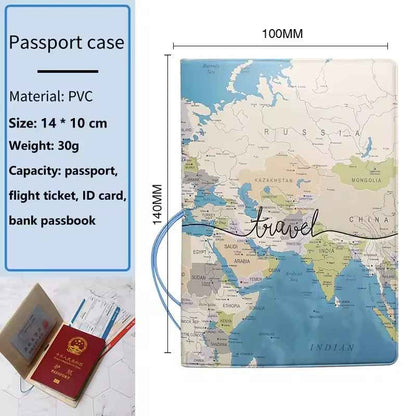 World Map Print Passport Case