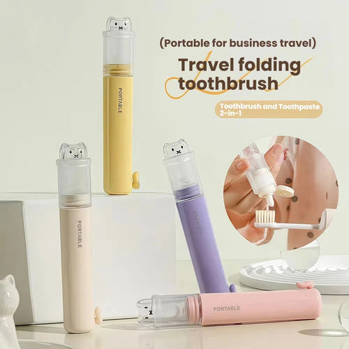 Mini travel toothbrush and toothpaste set