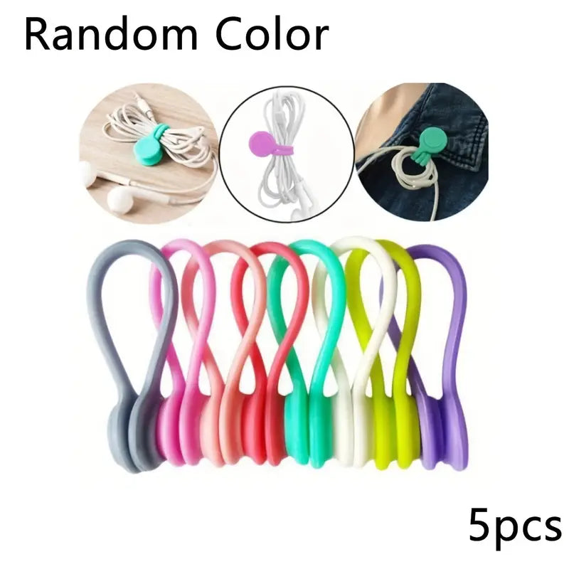 5pcs Silicone Magnetic Cable Winder