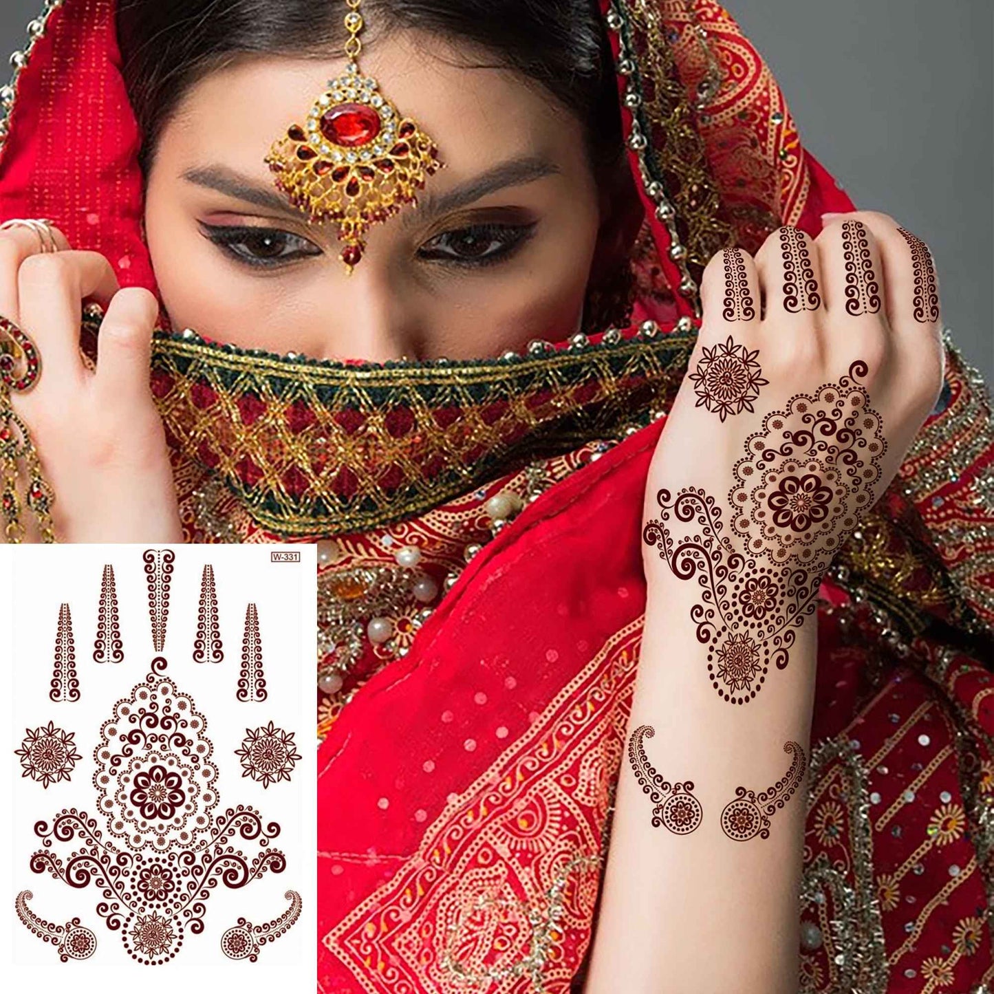 Waterproof Mehndi Stickers Pack of 3