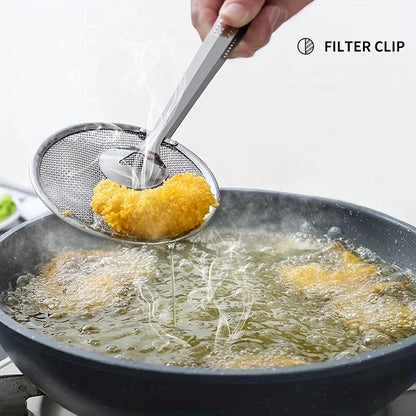 2-in-1 Stainless Steel Frying Strainer Tong
