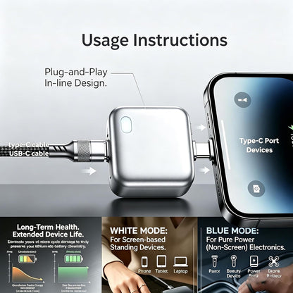 140W Automatic Charging Disconnector USB-C Fast Charging Auto Power Cut Off Adapter for Android, iPhone 15/16, Tablets & Laptops