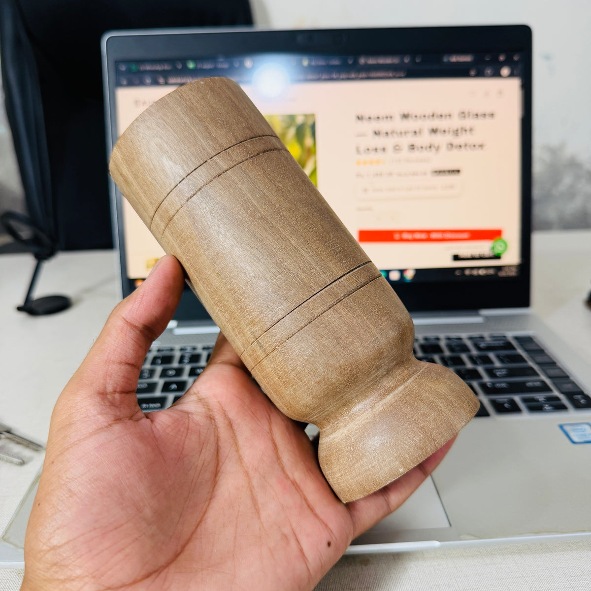 Neem Wooden Glass — Natural Weight Loss & Body Detox