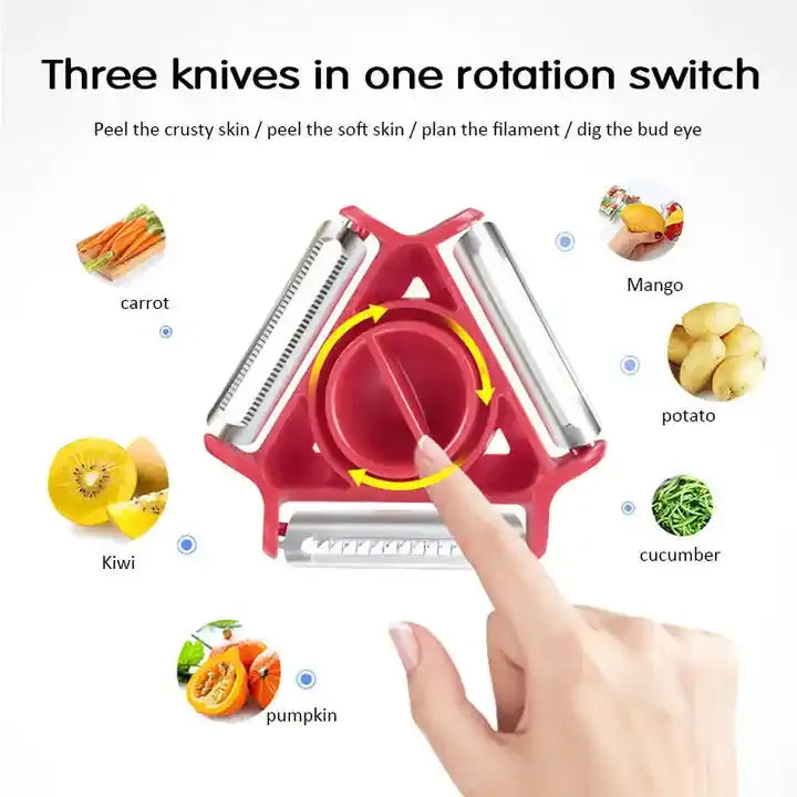 3 in 1 Rotary Round Vegetable Fruit Peeler Cutter