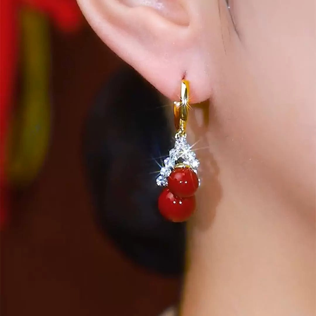 Red Pearl Earring, Elegant & Luxurious Ear Accessory