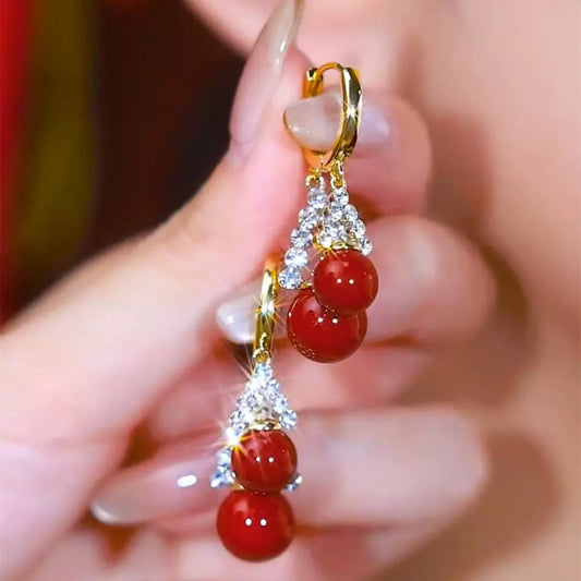 Red Pearl Earring, Elegant & Luxurious Ear Accessory
