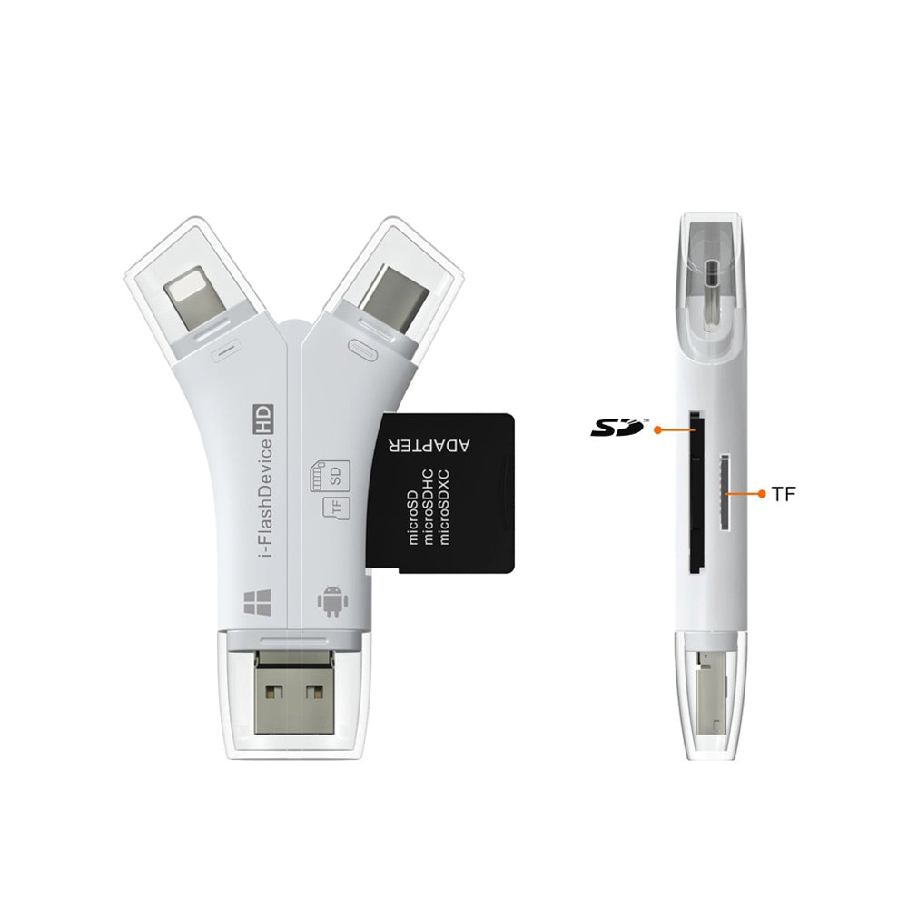 4 in 1 Micro USB Type C OTG TF Card Reader for iPhone And Android