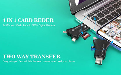 4 in 1 Micro USB Type C OTG TF Card Reader for iPhone And Android