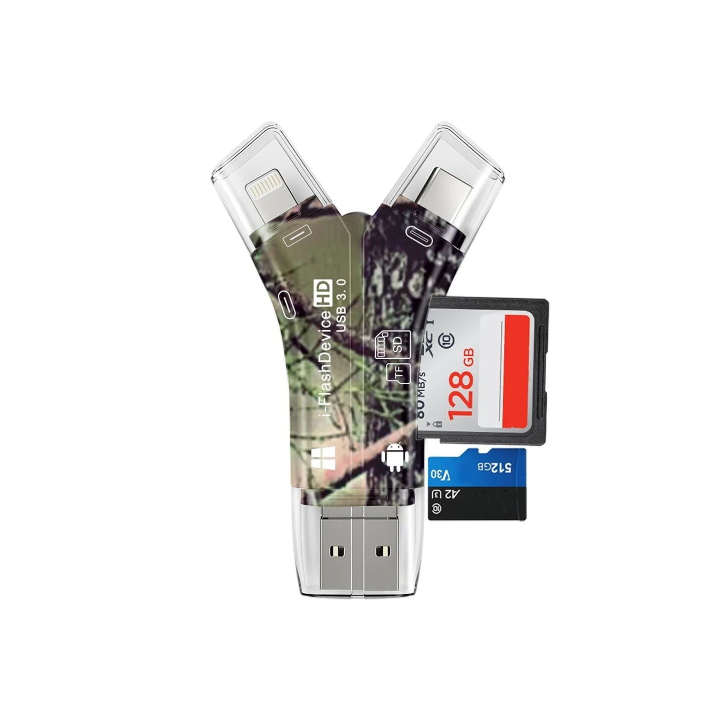 4 in 1 Micro USB Type C OTG TF Card Reader for iPhone And Android
