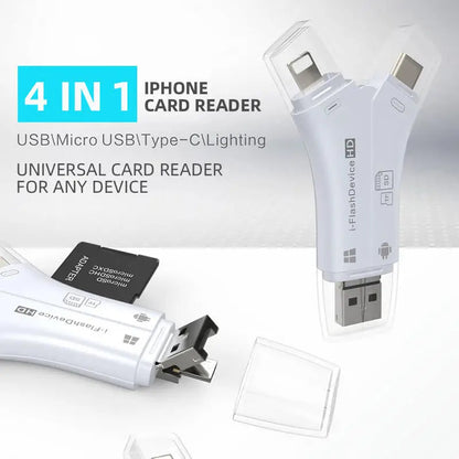 4 in 1 Micro USB Type C OTG TF Card Reader for iPhone And Android