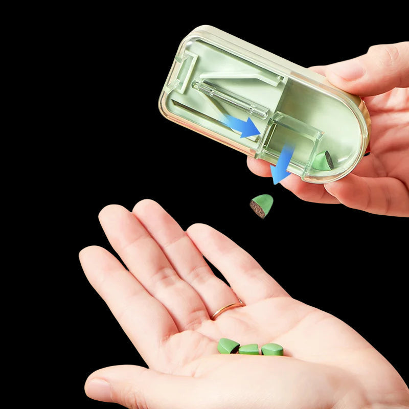 Mini Drug Tablet Medicine Dustproof Divider Organizer Crusher Pill Box