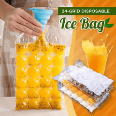 Pack of 10 Self-Seal 24-Grid Kitchen Ice Bags for Easy Ice Cube Making