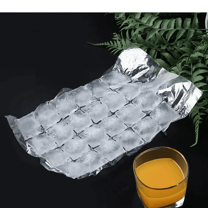 Pack of 10 Self-Seal 24-Grid Kitchen Ice Bags for Easy Ice Cube Making