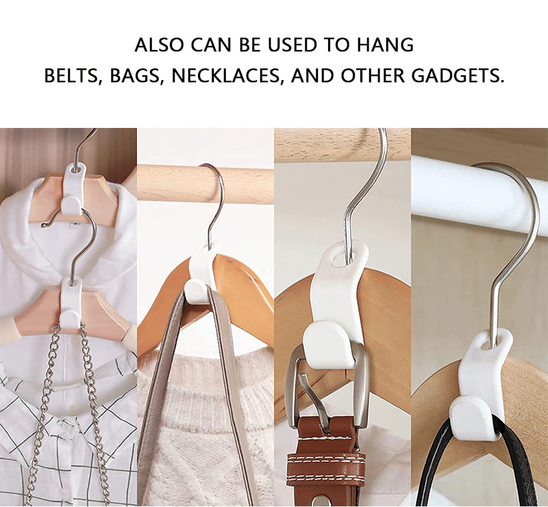 Space-Saving Clothes Hanger Connector Hooks