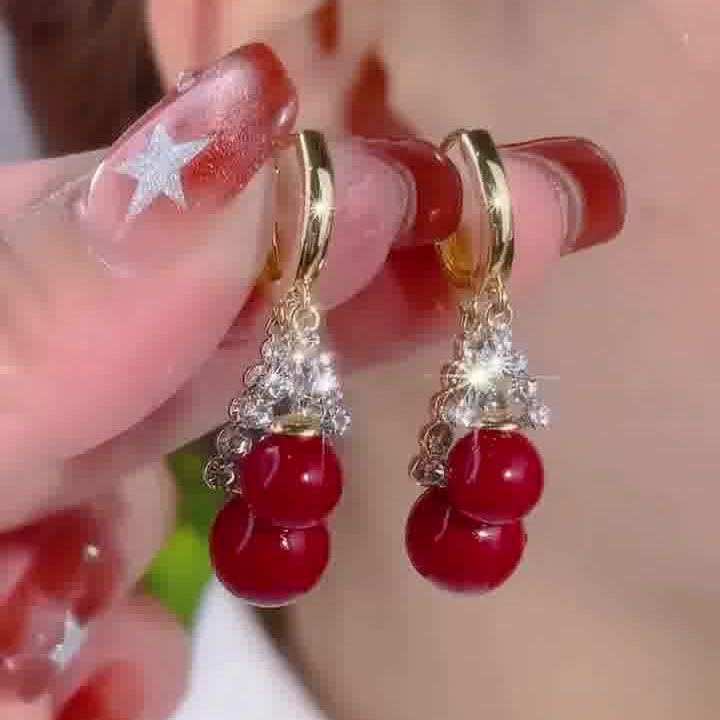 Red Pearl Earring, Elegant & Luxurious Ear Accessory