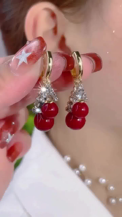 Red Pearl Earring, Elegant & Luxurious Ear Accessory