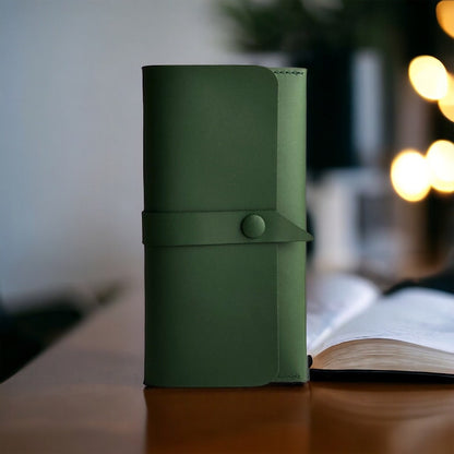 Green long Unisex leather wallet
