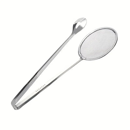 2-in-1 Stainless Steel Frying Strainer Tong