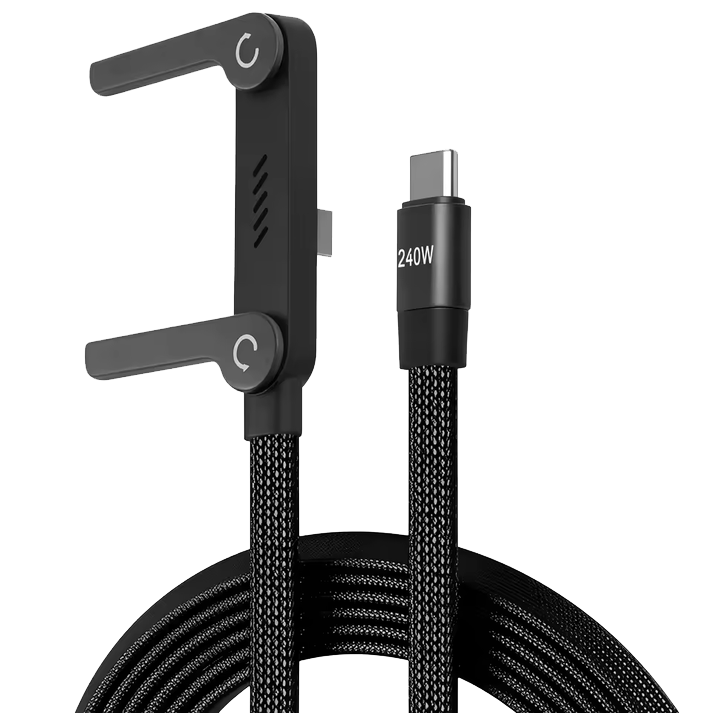 2-in-1 Invisible Holder Charger Cable with Stand - 240W Fast Charging