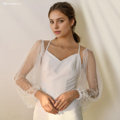 Pearl Embellished Long Bridal Cuffs (pair)