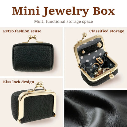 Portable Vintage-Inspired Genuine Leather Jewelry Case