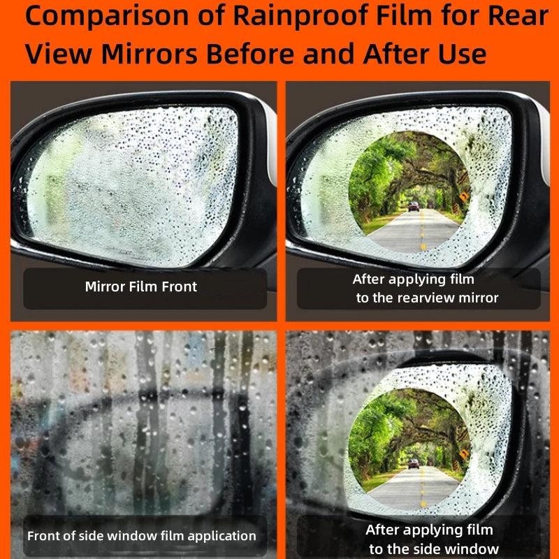 I CALL NAME OF TRUST 4 PCS Car Rearview Mirror Film, HD Nano Film Anti Fog Film  Car Rear View Mirror Waterproof Film Protective Film Anti Glare Rain-Proof  Anti Water Mist Protector
